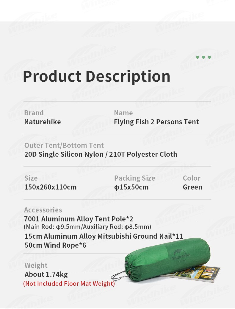 Cheap Goat Tents New  FLYING FISH Ultralight Camping Tent Outdoor 20D Silicone Nylon 2 Persons Backpacking Hiking Tent With Free Mat   